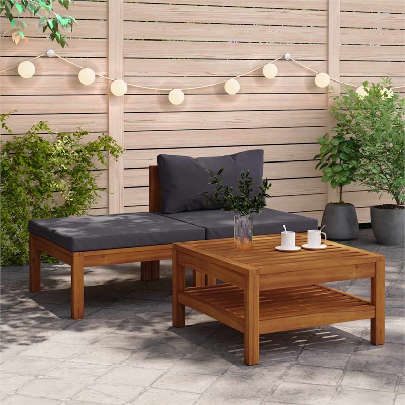 vidaXL Solid Acacia Wood Garden Lounge Set in Dark Gray