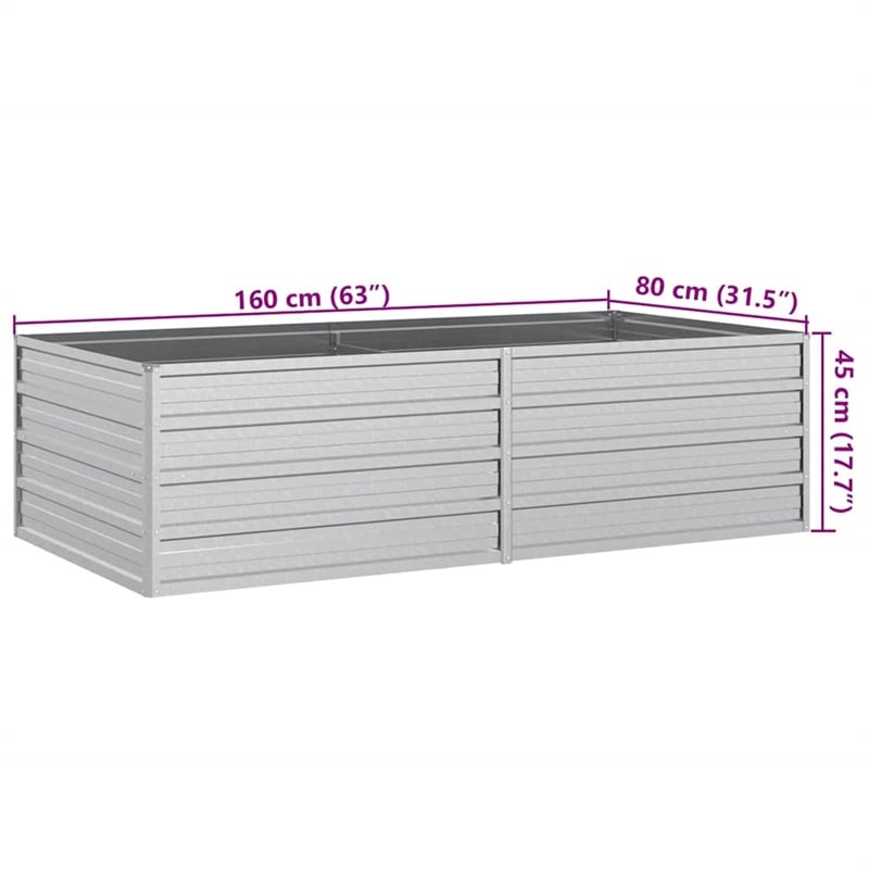 vidaXL Large Galvanized Steel Raised Garden Bed in Silver