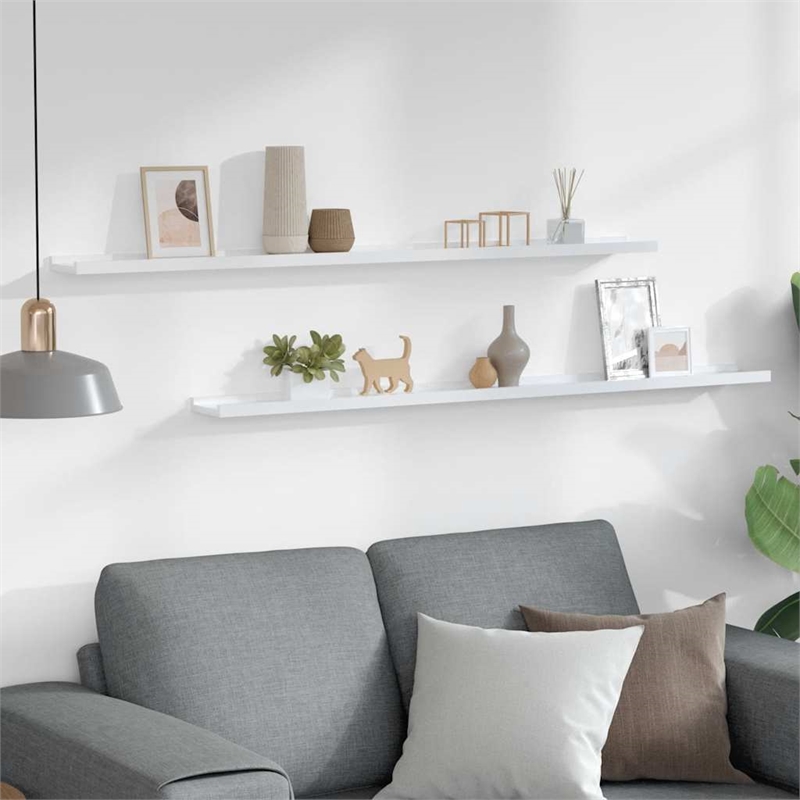 vidaXL MDF Wall Shelf in White (Set of 2)