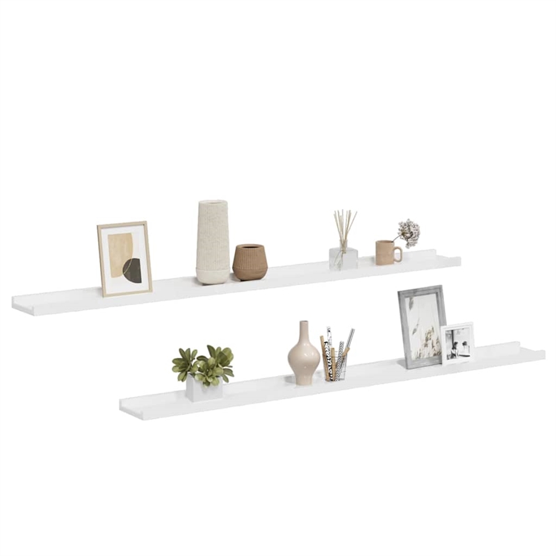 vidaXL MDF Wall Shelf in White (Set of 2)