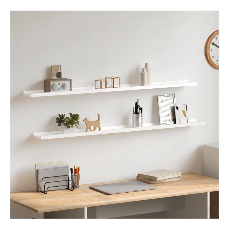 vidaXL MDF Wall Shelf in White (Set of 2)
