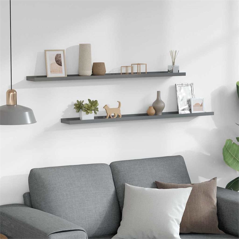 vidaXL MDF Wall Shelf in Gray (Set of 2)