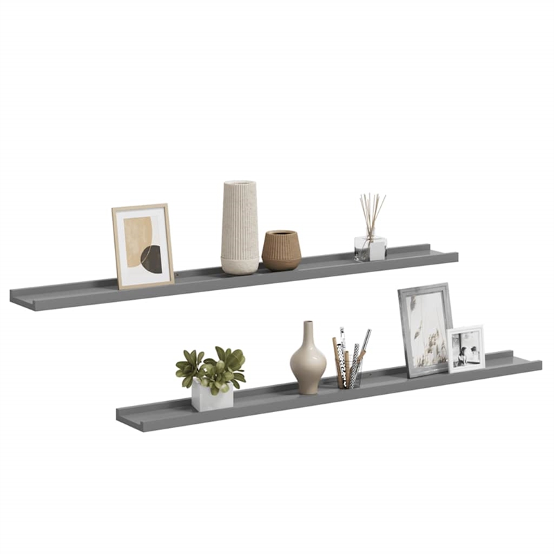 vidaXL MDF Wall Shelf in Gray (Set of 2)