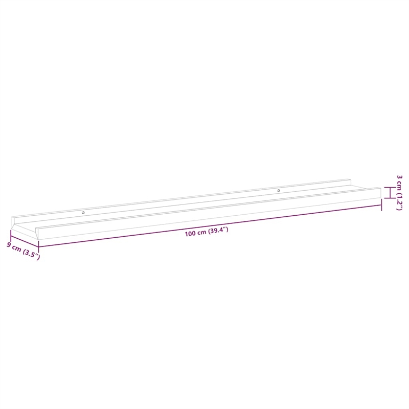 vidaXL MDF Wall Shelf in Gray (Set of 2)