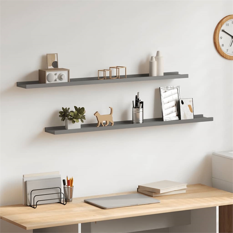vidaXL MDF Wall Shelf in Gray (Set of 2)