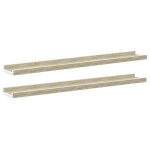vidaXL MDF Wall Shelf in White and Sonoma Oak (Set of 2)