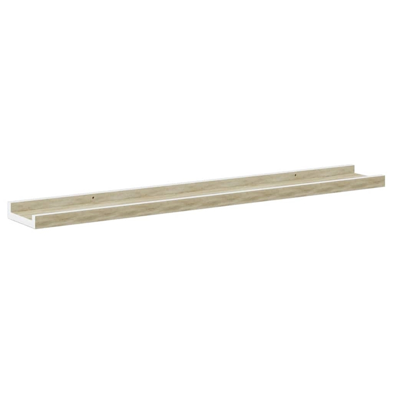 vidaXL MDF Wall Shelf in White and Sonoma Oak (Set of 2)
