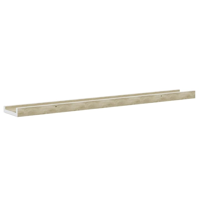 vidaXL MDF Wall Shelf in White and Sonoma Oak (Set of 2)