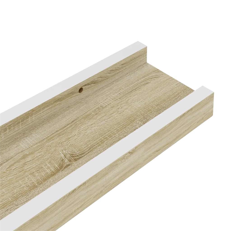 vidaXL MDF Wall Shelf in White and Sonoma Oak (Set of 2)