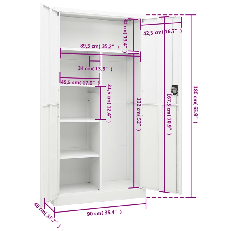 vidaXL Steel Large Locker Cabinet in White