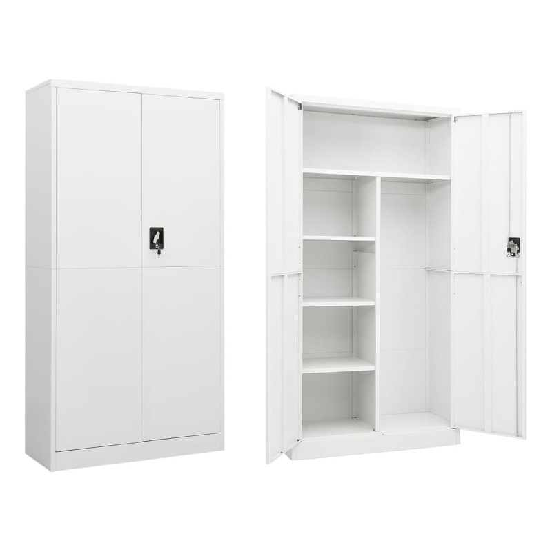 vidaXL Steel Large Locker Cabinet in White