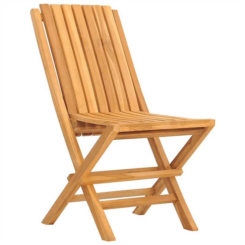 vidaXL Solid Teak Wood Medium Folding Garden Chair in Teak (Set of 2)