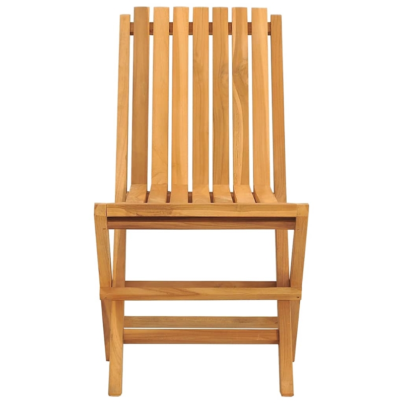 vidaXL Solid Teak Wood Medium Folding Garden Chair in Teak (Set of 2)