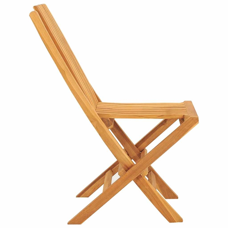 vidaXL Solid Teak Wood Medium Folding Garden Chair in Teak (Set of 2)
