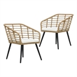 vidaXL PE Rattan Medium Ergonomic Garden Chair in Oak (Set of 2)
