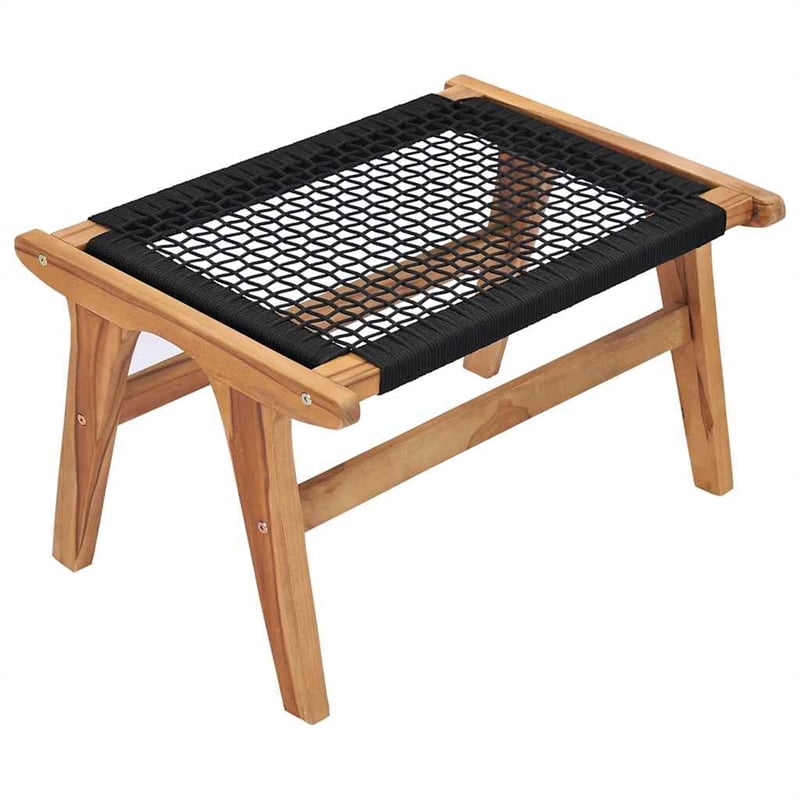 vidaXL Wood Sun Lounger in Natural and Black Cushions