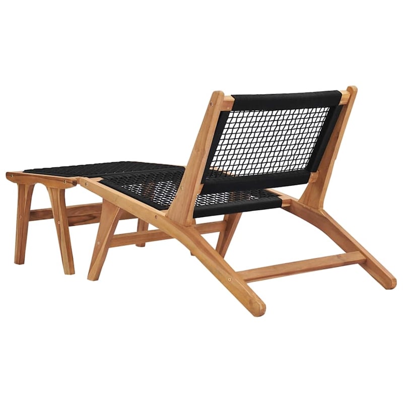 vidaXL Wood Sun Lounger in Natural and Black Cushions