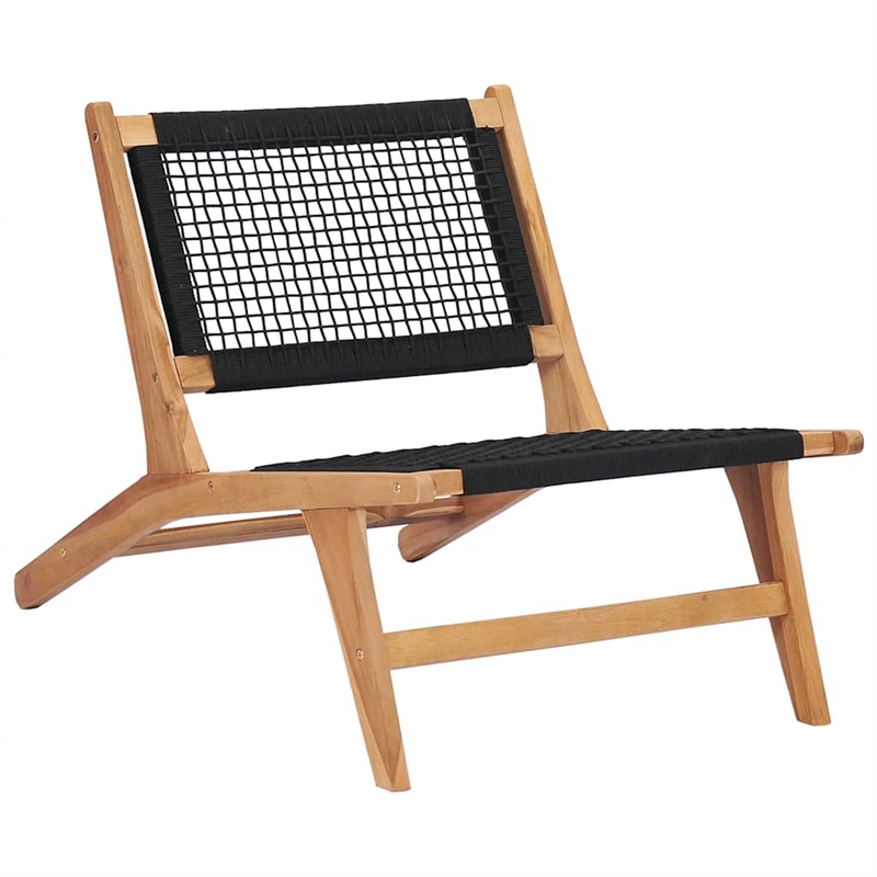 vidaXL Wood Sun Lounger in Natural and Black Cushions
