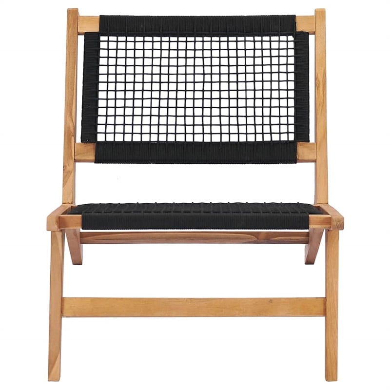 vidaXL Wood Sun Lounger in Natural and Black Cushions