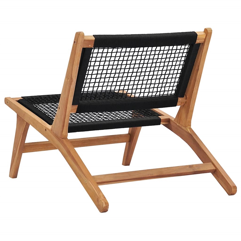 vidaXL Wood Sun Lounger in Natural and Black Cushions