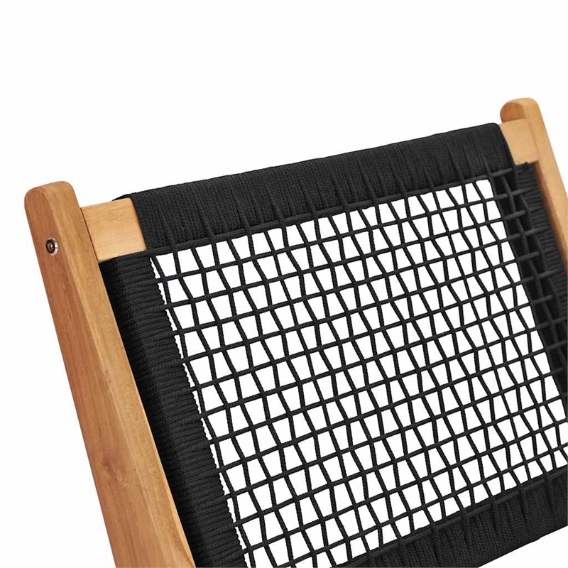 vidaXL Wood Sun Lounger in Natural and Black Cushions