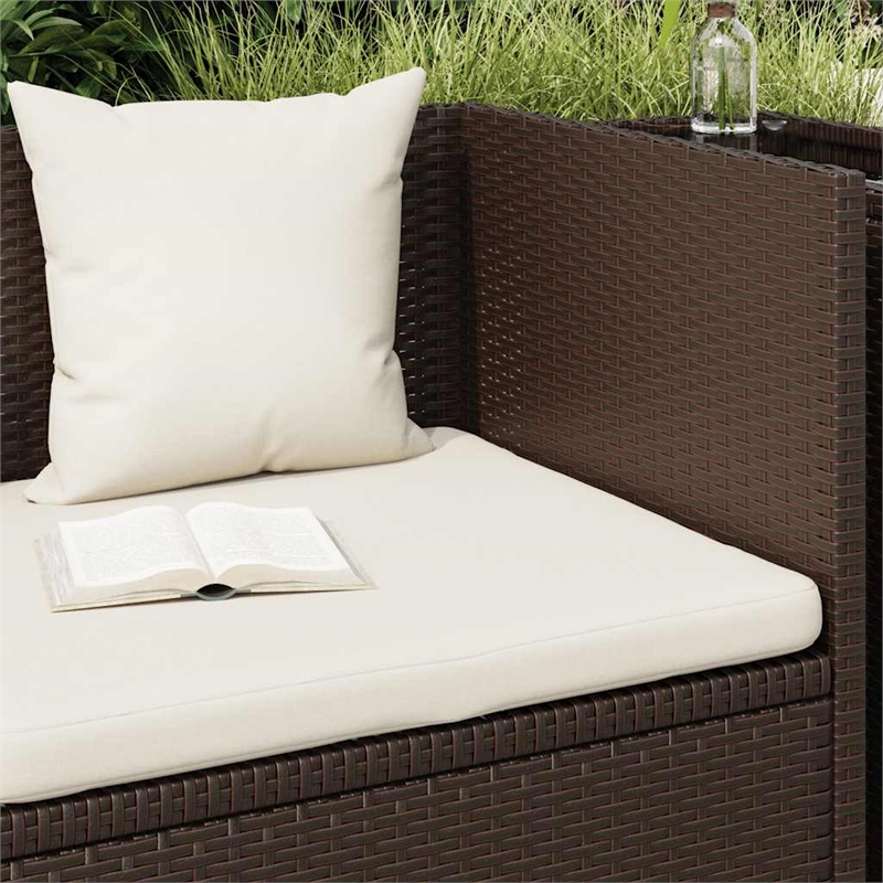 vidaXL Foldable Rattan Sun Lounger in Brown and Cream White Cushions