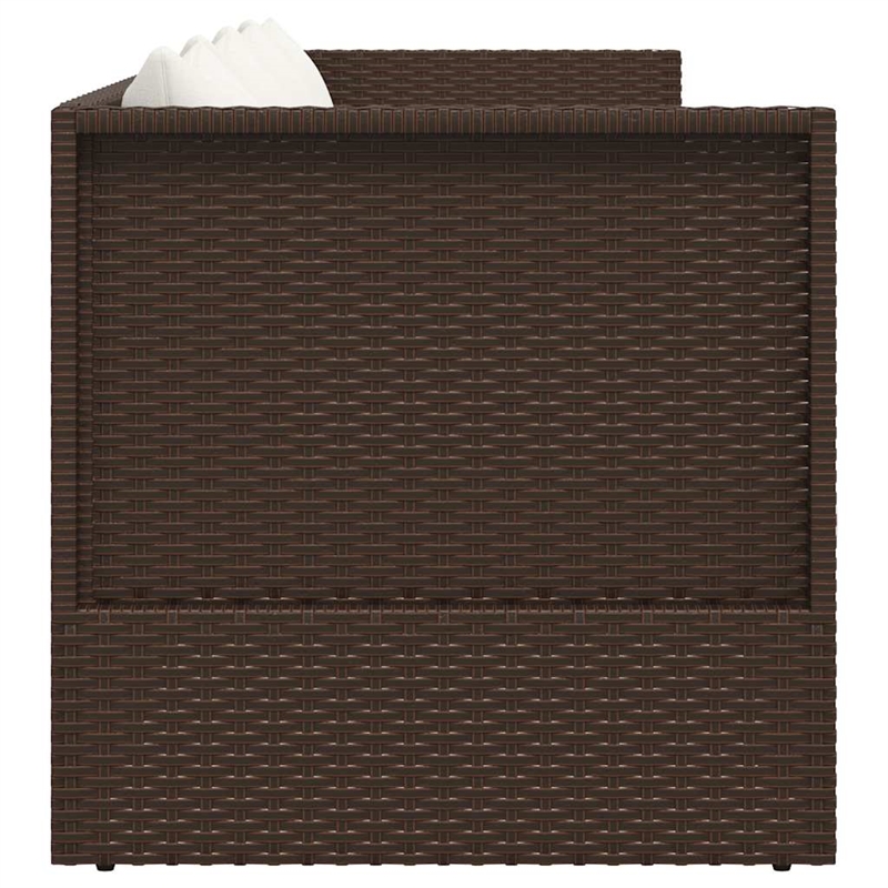 vidaXL Foldable Rattan Sun Lounger in Brown and Cream White Cushions