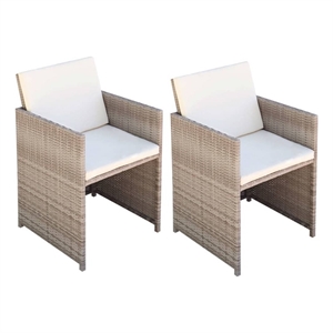 vidaXL Poly Rattan Outdoor Dining Chair in Beige (Set of 2)