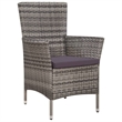 vidaXL Poly Rattan Standard Dining Chair with Stool in Gray