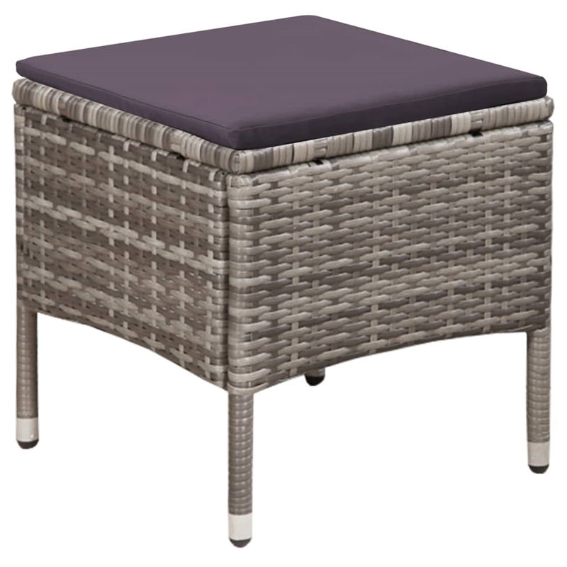 vidaXL Poly Rattan Standard Dining Chair with Stool in Gray