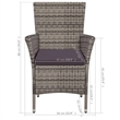 vidaXL Poly Rattan Standard Dining Chair with Stool in Gray