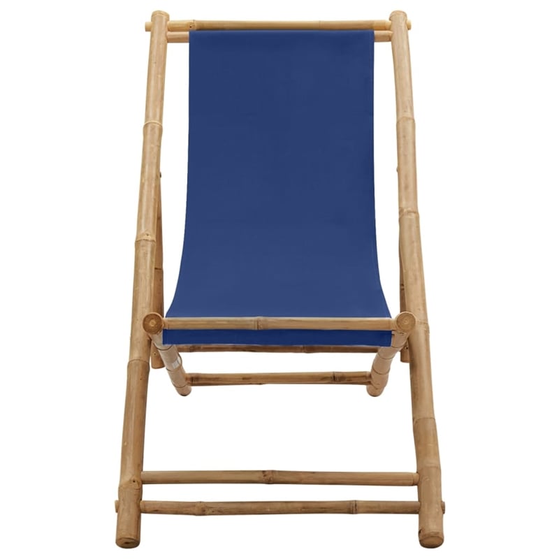 vidaXL Bamboo Compact Foldable Beach Chair in Navy Blue