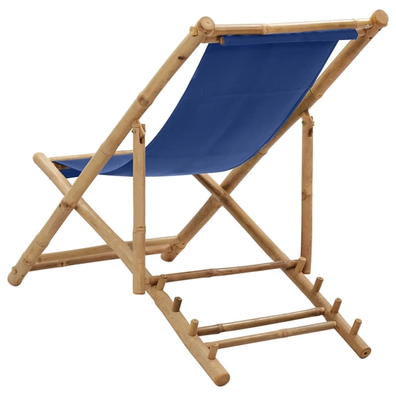 vidaXL Bamboo Compact Foldable Beach Chair in Navy Blue