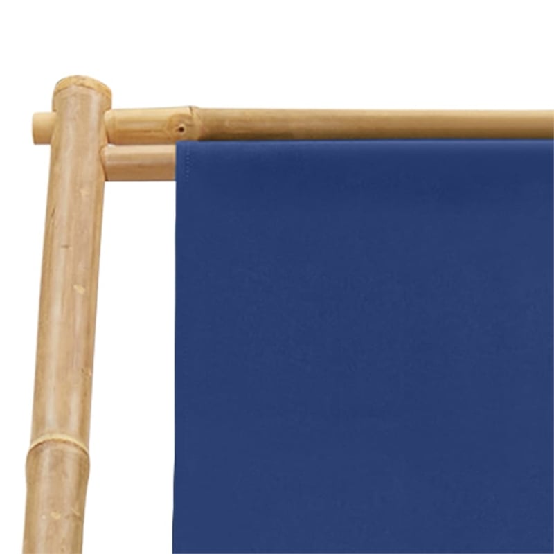 vidaXL Bamboo Compact Foldable Beach Chair in Navy Blue