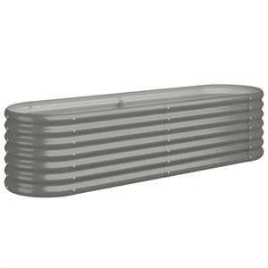 vidaXL Powder-Coated Steel Raised Garden Bed in Grey
