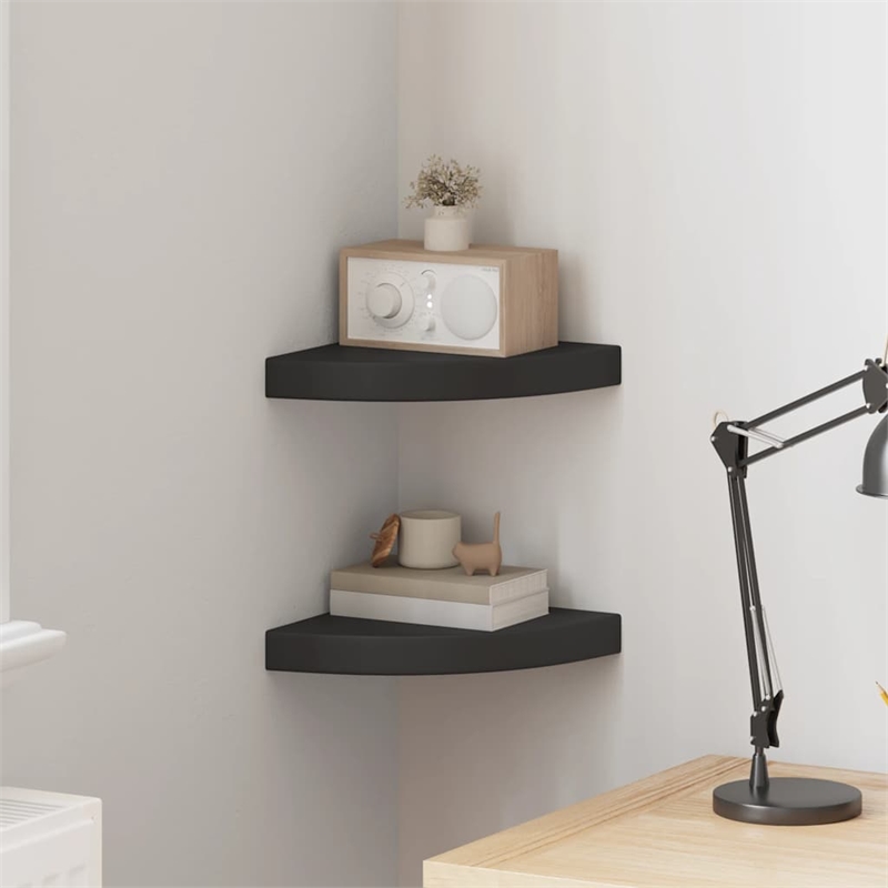 vidaXL MDF and Metal Corner Shelf in Black Honeycomb (Set of 2)