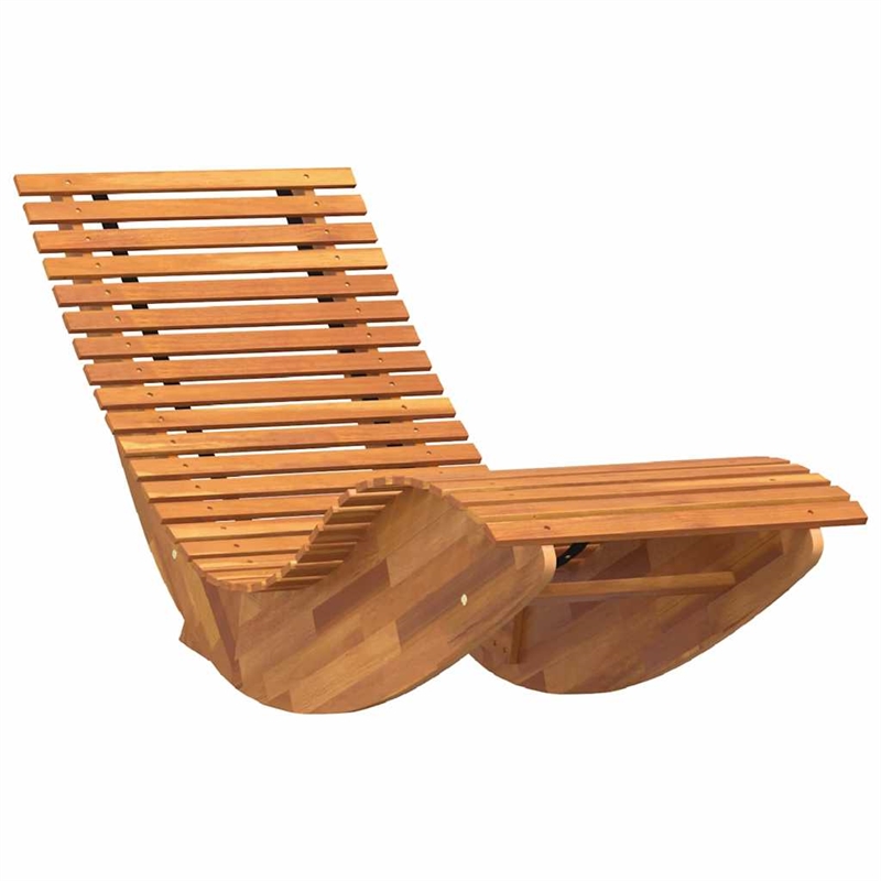 vidaXL 2 Pcs Solid Acacia Wood Sun Lounger in Brown