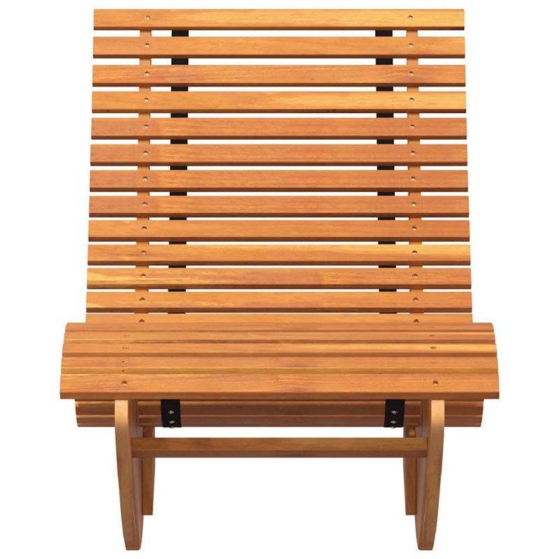 vidaXL 2 Pcs Solid Acacia Wood Sun Lounger in Brown