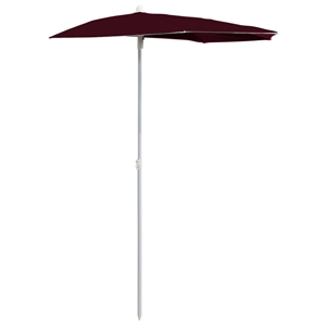 vidaXL 70.9&quotx35.4&quot Garden Half Parasol with Pole  in Bordeaux Red