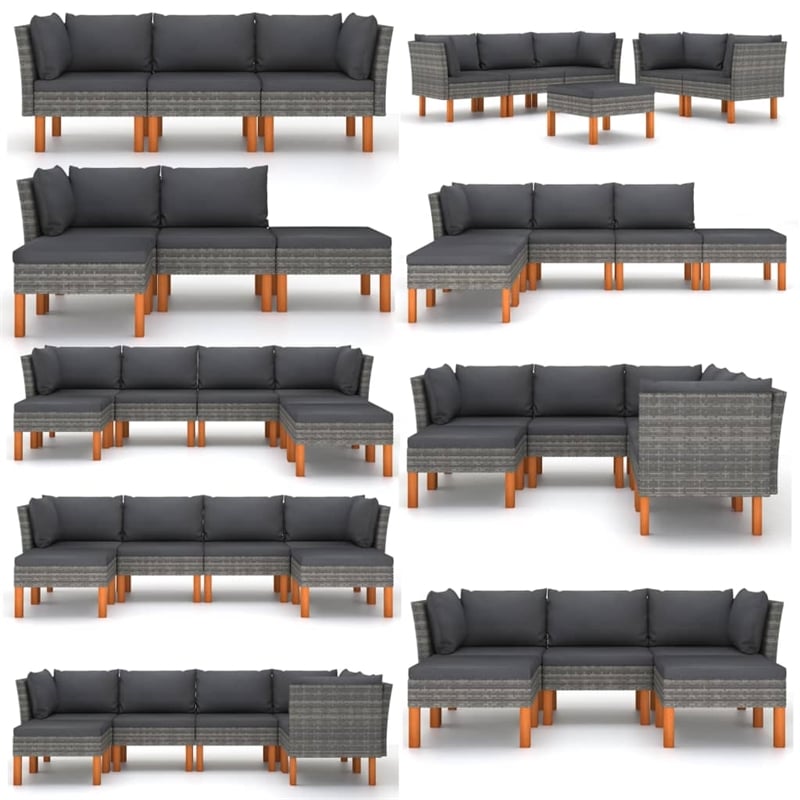 vidaXL Middle Sofa in Grey and Anthracite
