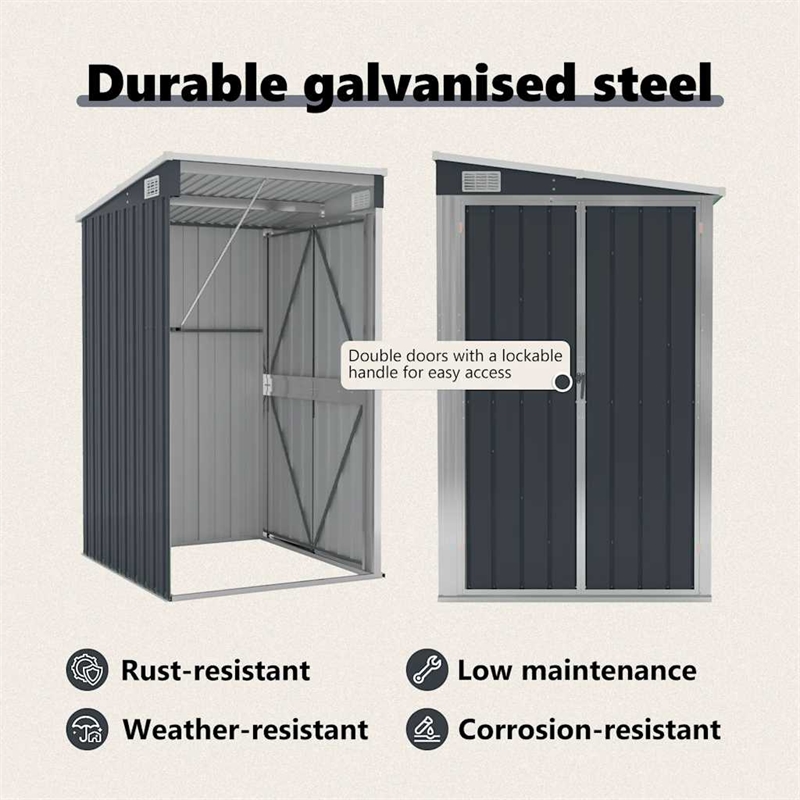 vidaXL Large Galvanized Steel Tool Shed in Anthracite