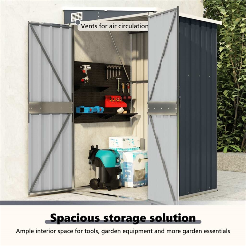 vidaXL Large Galvanized Steel Tool Shed in Anthracite