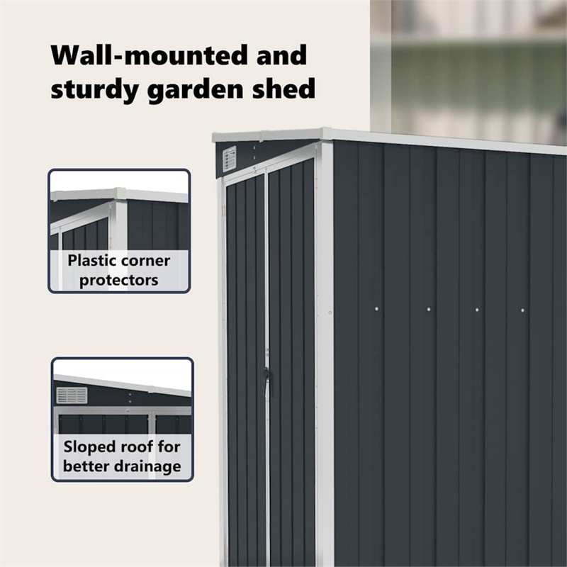 vidaXL Large Galvanized Steel Tool Shed in Anthracite
