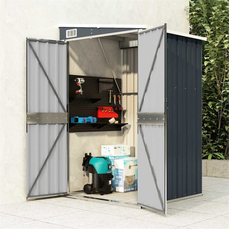 vidaXL Large Galvanized Steel Tool Shed in Anthracite
