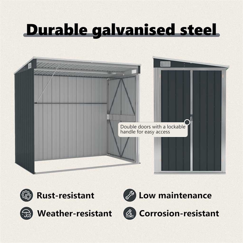 vidaXL Galvanized Steel Garden Shed in Anthracite