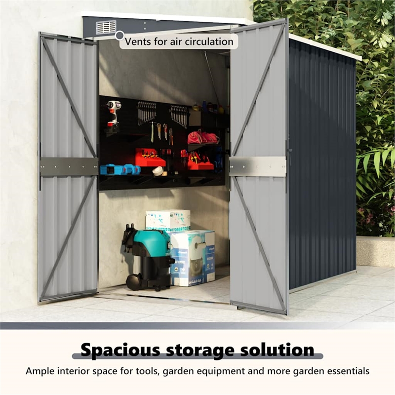 vidaXL Galvanized Steel Garden Shed in Anthracite