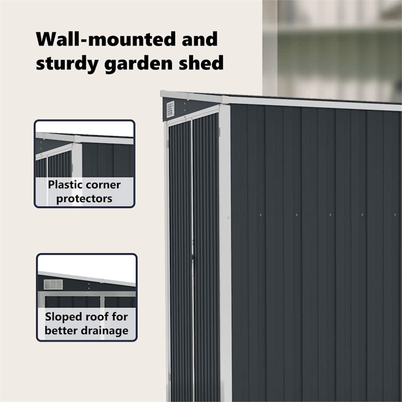 vidaXL Galvanized Steel Garden Shed in Anthracite