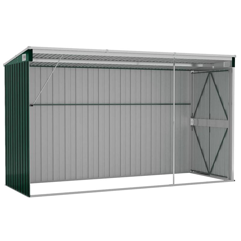 vidaXL Galvanized Steel Garden Shed in Green