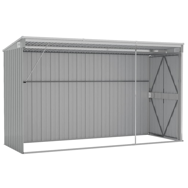 vidaXL Galvanized Steel Large Garden Shed in Grey