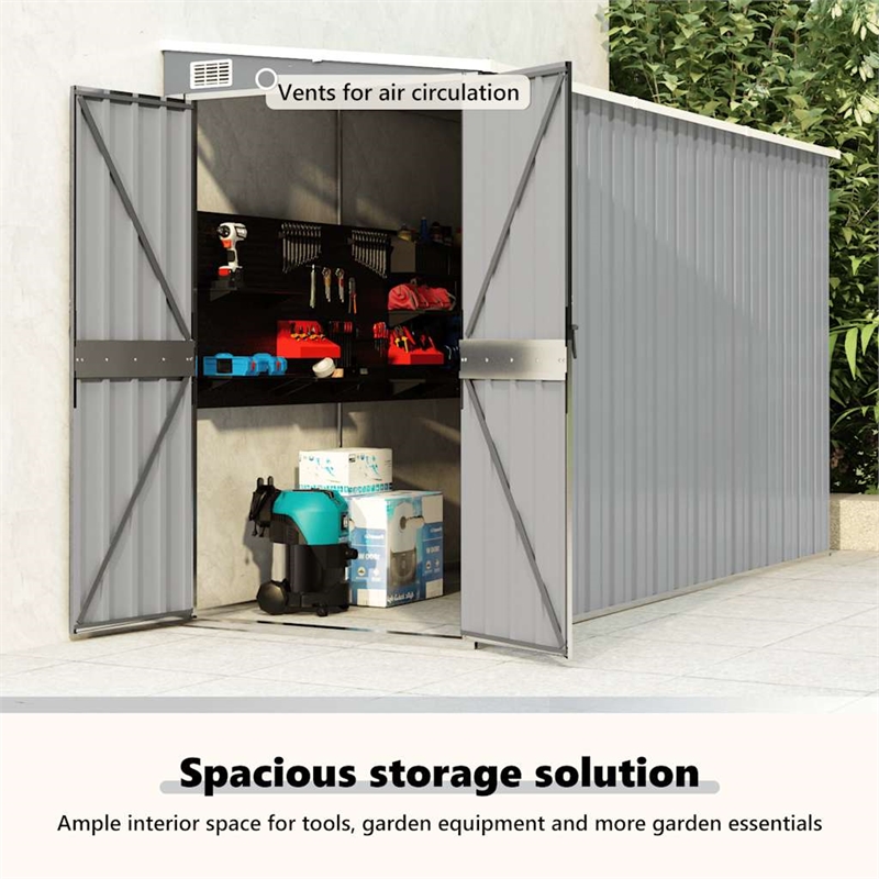 vidaXL Galvanized Steel Large Garden Shed in Grey